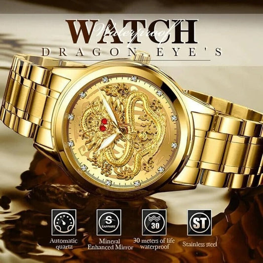 ⌚Montre dragon doré en relief⌚✨